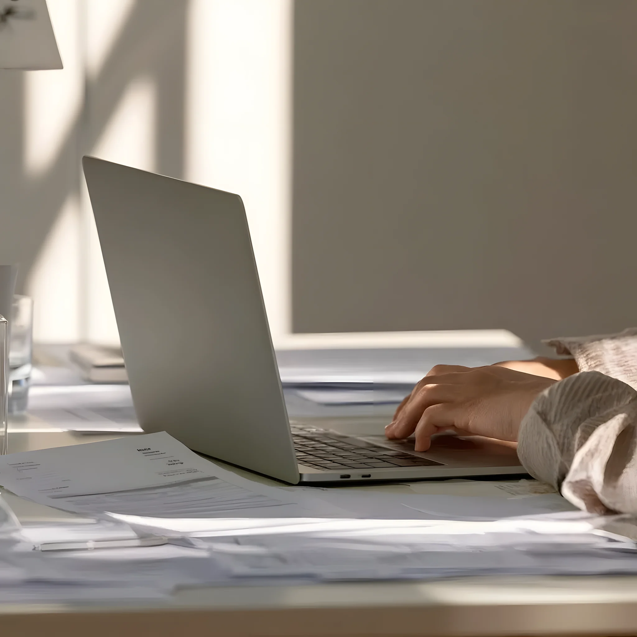 an invoice and a sealed order on a desk